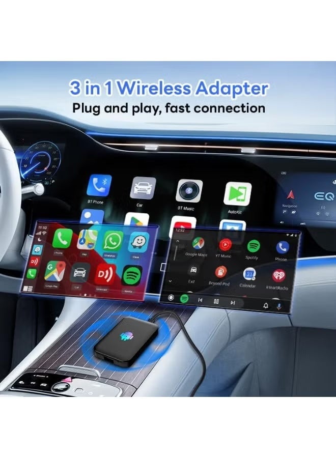 محول كار بلاي وأندرويد أوتو اللاسلكي ونظام أندرويد تي في - ذاكرة 4 جيجا وروم 32 جيجا مع دعم يوتيوب ونتفليكس ومخرج HDMI - ترقية ذكية لجميع السيارات - Image 4