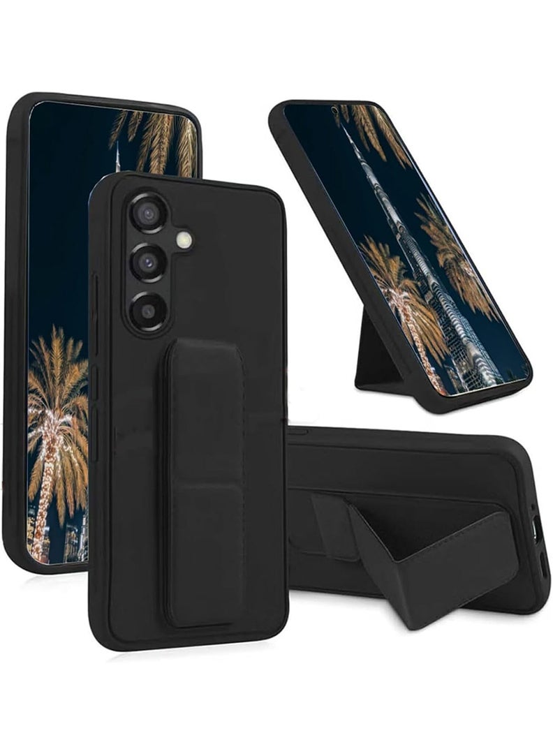 Case Up Compatible with Samsung Galaxy A56 Case with Magnetic Stand & Holder, Premium Silicone Finger Grip Strap Holder Case Car Mount Kickstand Cover- Black - Image 1