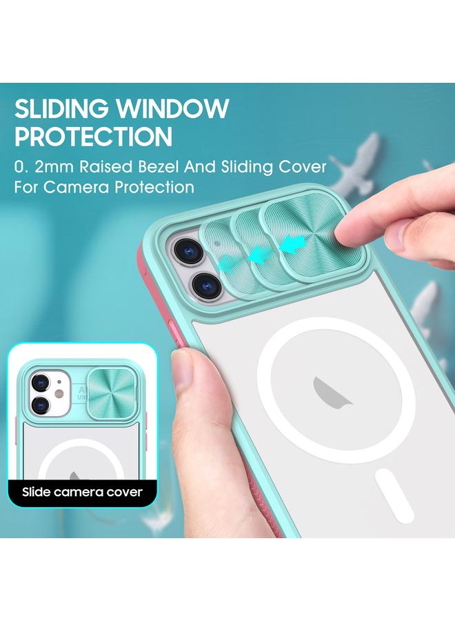 اس-توب جراب لهاتف iPhone 12 مصنوع من الأكريليك الشفاف + PC + TPU MagSafe Lens غطاء منزلق بتغطية كاملة جراب هاتف - Image 3