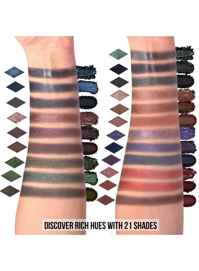 Tintark Black Smokey Eyeshadow Makeup Palette, Dark Smoky Eye Shadow Palettes for Halloween Goth Make up Glitter Shimmer Matte Pallets, Midnight Masquerade 21 Colors Brown Neutral Naked, Talc Free - Image 2