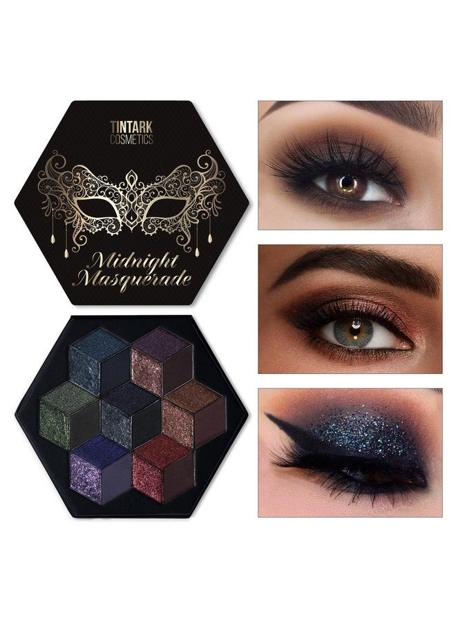 Tintark Black Smokey Eyeshadow Makeup Palette, Dark Smoky Eye Shadow Palettes for Halloween Goth Make up Glitter Shimmer Matte Pallets, Midnight Masquerade 21 Colors Brown Neutral Naked, Talc Free - Image 1