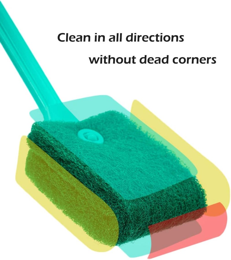 Yamibobo 2Pcs/Set Aquarium Algae Cleaner Double Sided Sponge Brush, Long Handle Fish Tank Glass Cleaner for Aquarium Cleaning Tools - Image 2