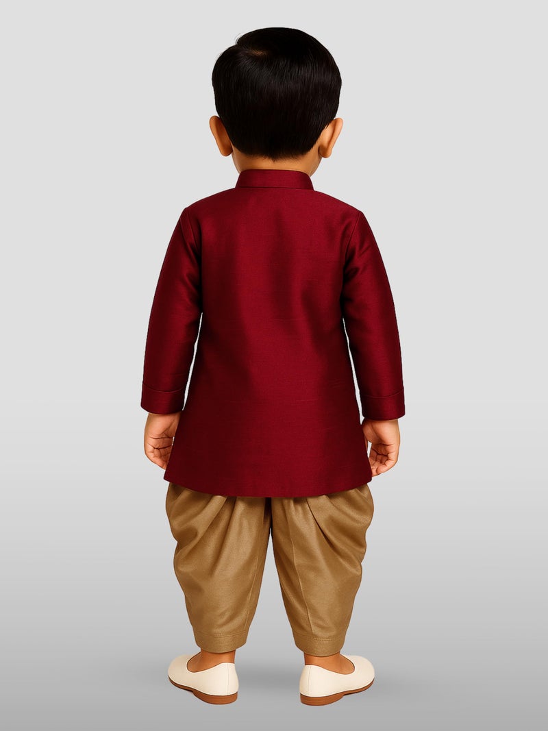 JBN Creation Vastramay Boys Pathani Style Kurta Cowl Patiala Dhoti Set for Onam - Traditional Ethnic Wear (VASBUK001MAnCDRG_22) - Image 3