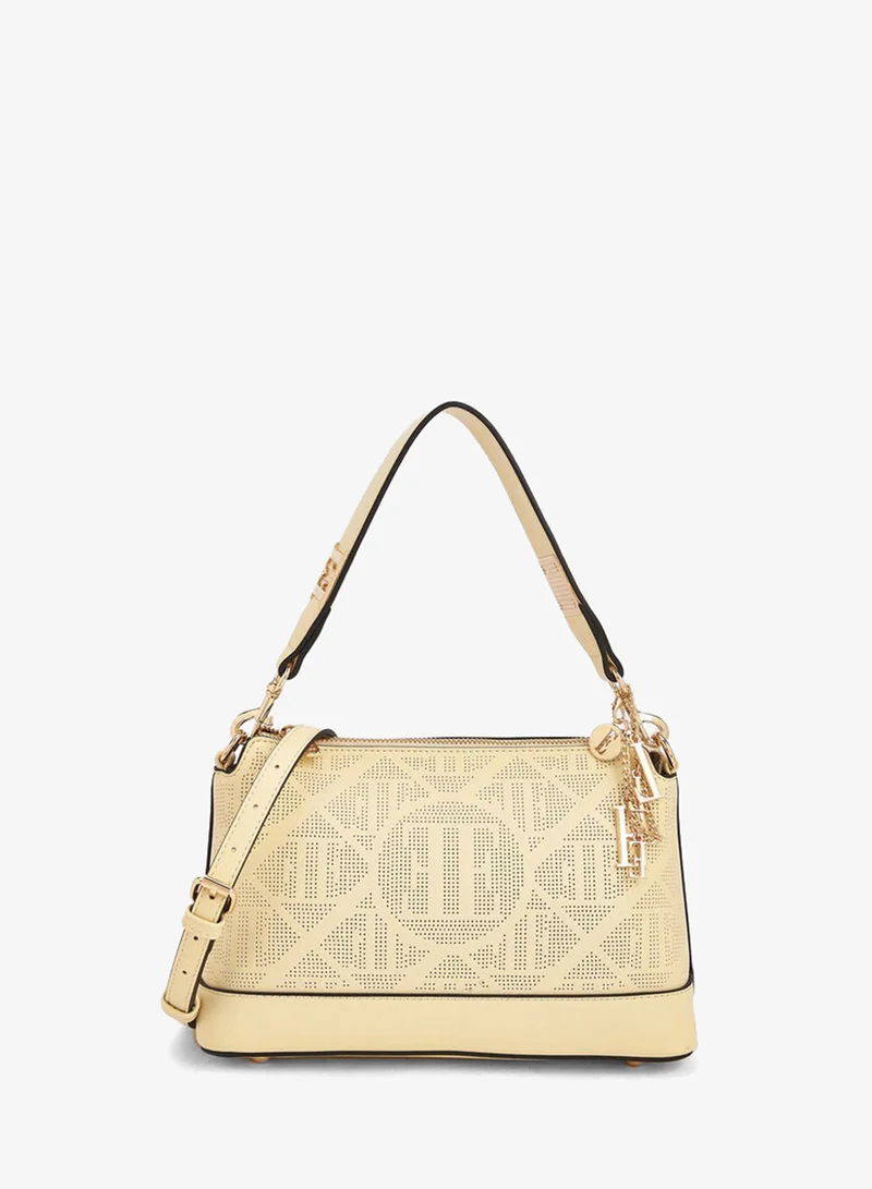ELLE Laser Cut Textured Shoulder Bag With Detachable Strap