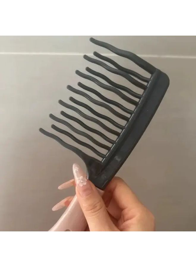 Gray Wide Tooth Detangling Comb For Curly Wavy Textured Hair Wet Dry Styling - Image 5