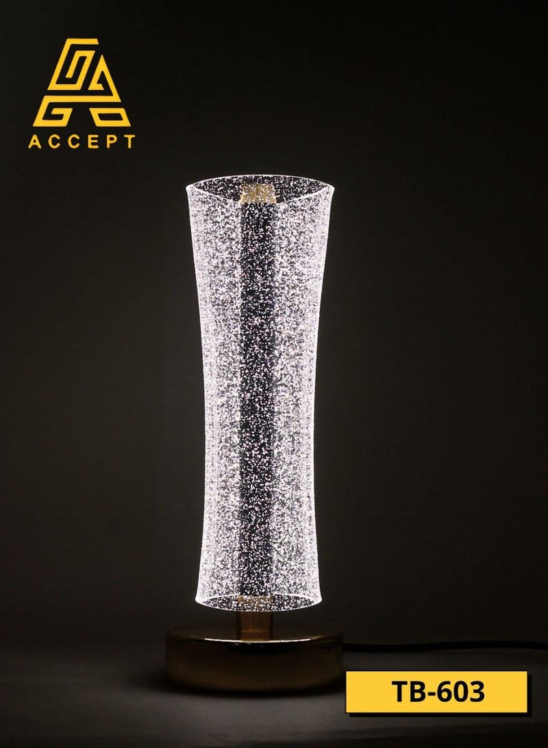 ACCEPT Table lamp with three lights, white, yellow and solar, gold metal base  - Image 4