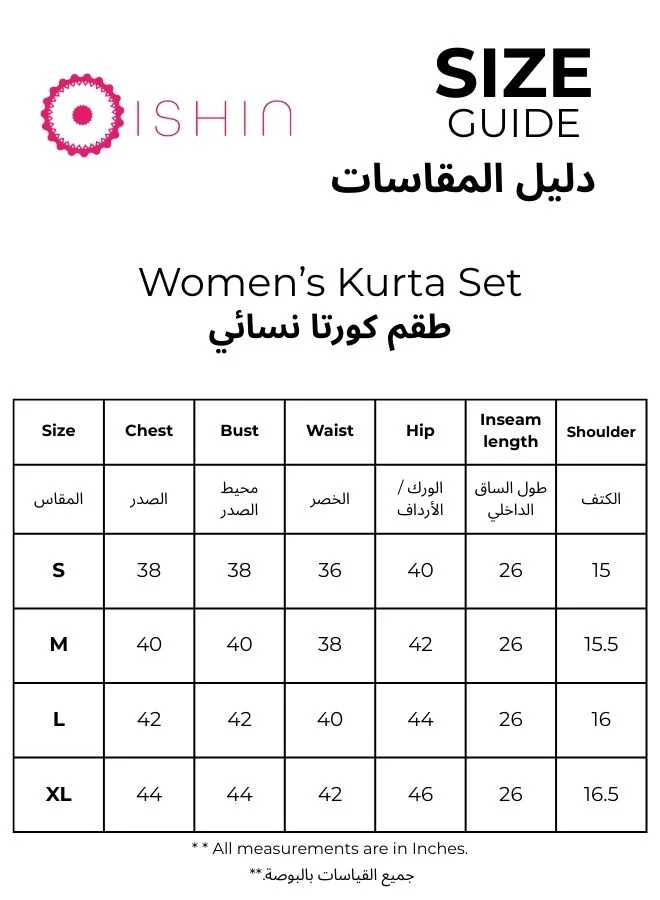ISHIN  Women's Blue Cotton Textured Tunic Full Palazzo Regular Fit Kurta Set for Women | Best Price UAE