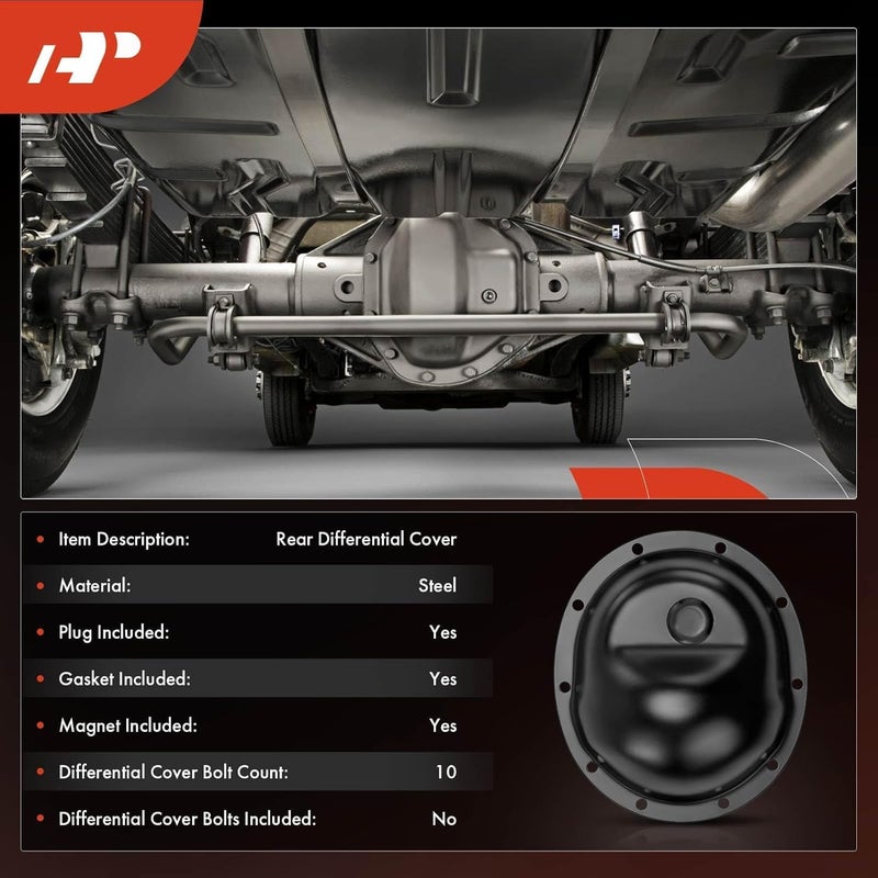A-Premium Rear Differential Cover with Gasket & Drain Plug Compatible with Jeep Grand Cherokee 1999-2004 Cherokee 2001 Wrangler 2002-2006 with Dana 35 Axle - Image 3