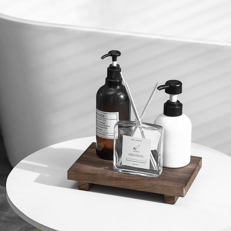 Craftsline Crafsline Bathroom Counter Organizer Wooden Decorative Trays Rectangular Cosmetic Holder for Kitchen Soap Lotion Bottle Plant Cosmetic Nut Brown - Image 3