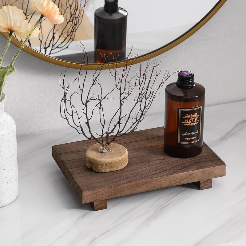 Craftsline Crafsline Bathroom Counter Organizer Wooden Decorative Trays Rectangular Cosmetic Holder for Kitchen Soap Lotion Bottle Plant Cosmetic Nut Brown - Image 2
