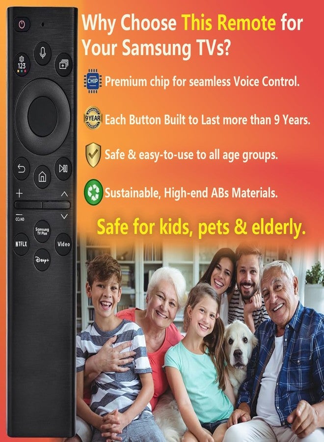 NETTECH For Samsung TV Remote Replacement, For 2019-2024 Samsung Remote Control For Smart TV With Voice Control. No Solarcell. 2-Year Warranty., Black - Image 3
