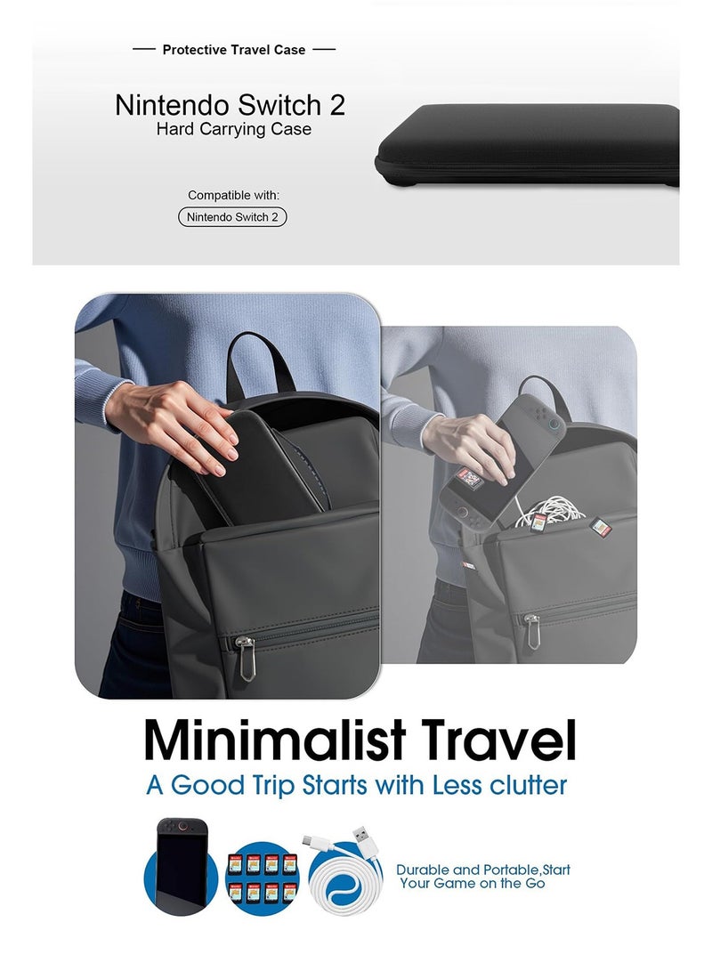 طريقة الاتصال مجموعة إكسسوارات كاملة 21 في 1 لـ سويتش 2، تشمل حقيبة حماية مائية ومضادة للصدمات مع 10 مقاعد لبطاقات الألعاب، حمايات شاشة، قبعات عصا التحكم، قشرة كريستال، أغطية للكمبيوتر التحكم، تخزين للسفر - Image 4