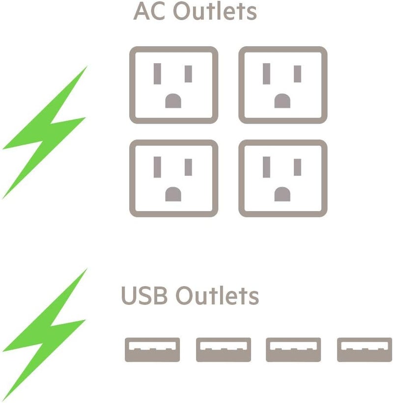belkin Belkin Power Strip Surge Protector  4 Multiple Outlets  4 USB Charger Ports Cube Outlet Extender for MacBook iPhone 1112 Pro Max Galaxy S20Note 20 Ultra Home Office Travel  Desktop  Black  - Image 5