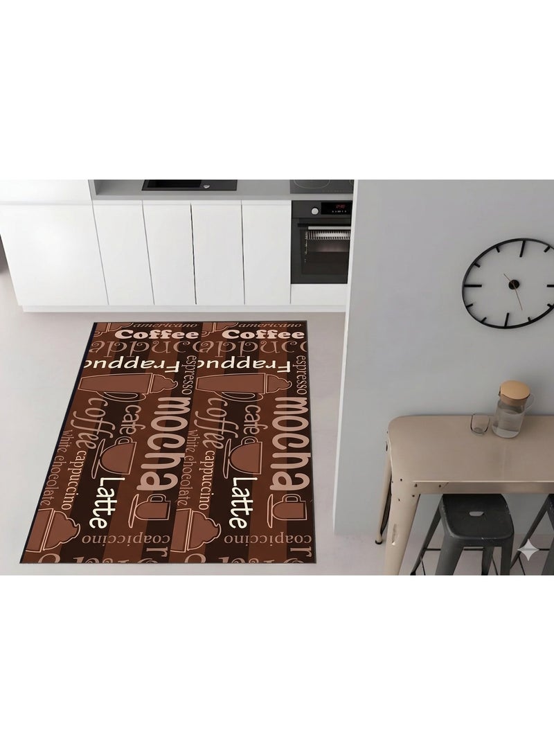 3D Coffee Menu Kitchen Runner Rug - 120x180 cm - Anti-Slip Dotted Backing - Washable - Coffee House Edition - Image 2