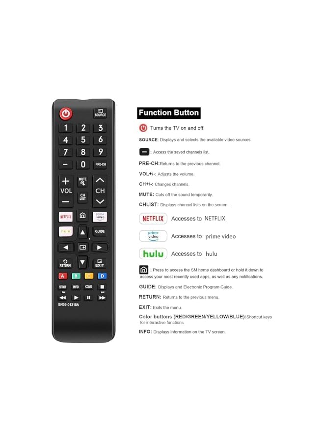 The Bros Universal Remote Control,Compatible with All Samsung Smart TV, LED, LCD, HDTV, 3D, Series TV - Image 3