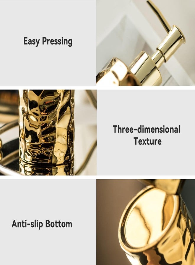 Gets Gold/Silver Ceramic Soap Dispenser,Refillable Modern Ceramic Dispenser Liquid Hand Soap Dispenser for Kitchen, Bathroom (Gold Round Bottle) - Image 4