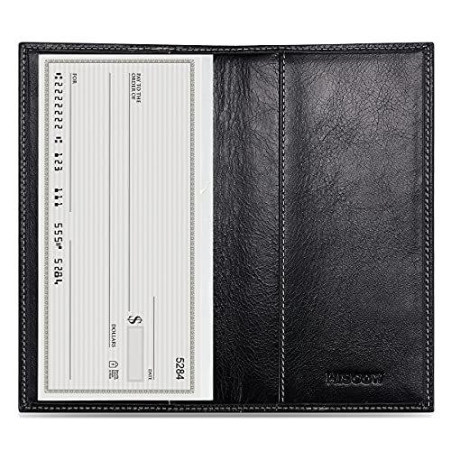 HISCOW Minimalist Checkbook Cover - Italian Leather (Antiqued Black) - Image 2