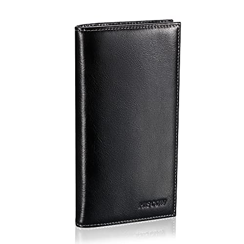 HISCOW Minimalist Checkbook Cover - Italian Leather (Antiqued Black) - Image 1