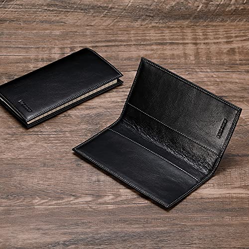HISCOW Minimalist Checkbook Cover - Italian Leather (Antiqued Black) - Image 3