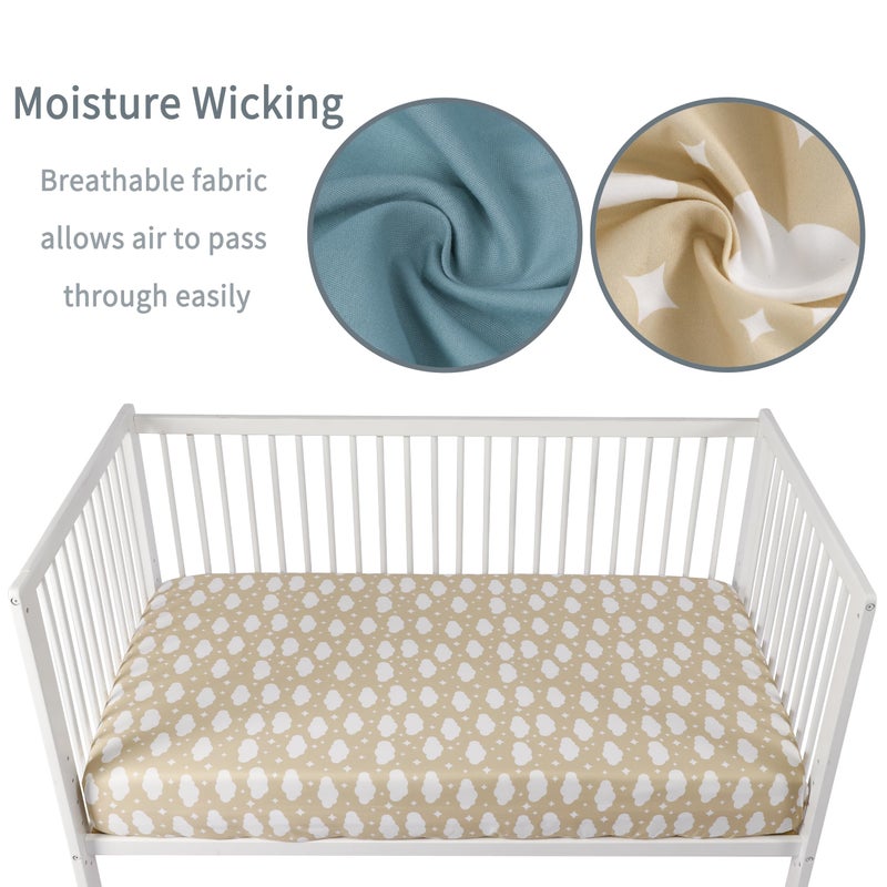 GUNTAIL Baby Crib Sheets for Boys Girls, 2 Pack Fitted Crib Sheet for Standard Crib and Toddler Mattress, Soft Microfiber Baby Sheet 52x28x8in. (Clouds & Dark Green) - Image 4