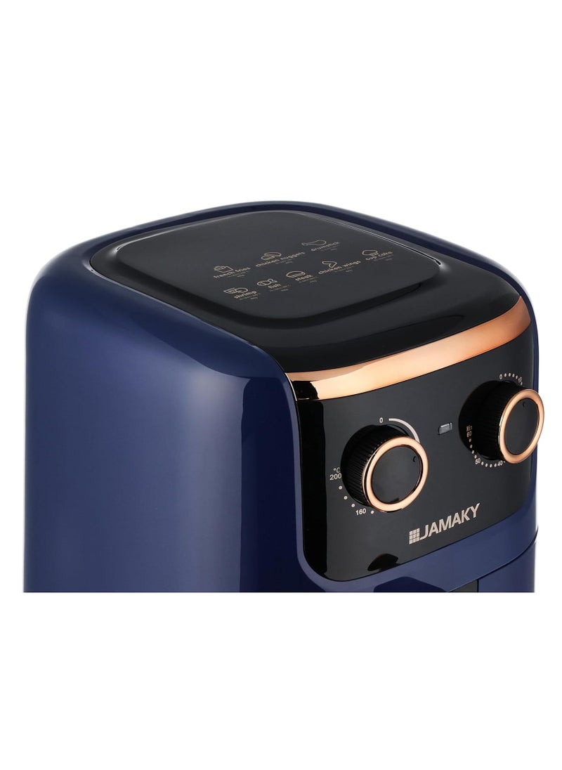 Jamaky Italy مقلاة هوائية 1800 واط مع شاشة لمس LCD، 5 لتر بتكنولوجيا إيطالية - JMK5003 السعة: شاشة LCD تعمل باللمس 5 لتر، مؤقت قابل للتعديل، قوة طهي خالية من الزيت - 1800 واط  - Image 3