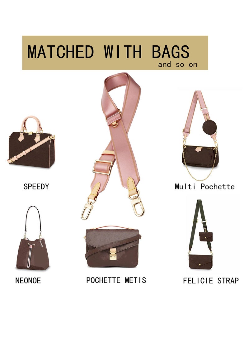 Excefore حزام قماش عريض قابل للتعديل على الجسم لعناصر البوكيت، حزام بديل لحقائب اليد، وردي - Image 2