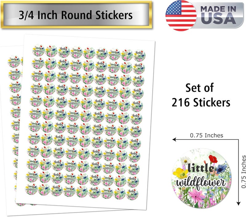 RokAPary 216 Wildflower Kisses Labels for Baby Shower Or Sprinkle Party Baby in Bloom Adorable Stickers Blooming Sweet Party Decorations for New Moms to Be Wrappers Made in USA - Image 3