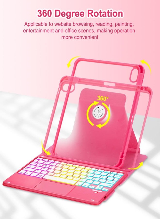MePadKey Touchpad Keyboard Case for iPad (A16) 11th 10th Generation, 360 Rotation Cover with Pencil Holder Wireless Backlit Detachable Keypad for iPad 11 inch 2025/10 Gen 10.9" 2022 Watermelon Red - Image 5