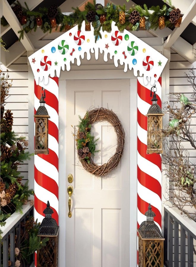Sel Natural 3 Pieces Christmas Gingerbread Door Cover Xmas Candy Front Door Banner Set Christmas Gingerbread House Banners For Hoilday Front Door Decorations - Image 4