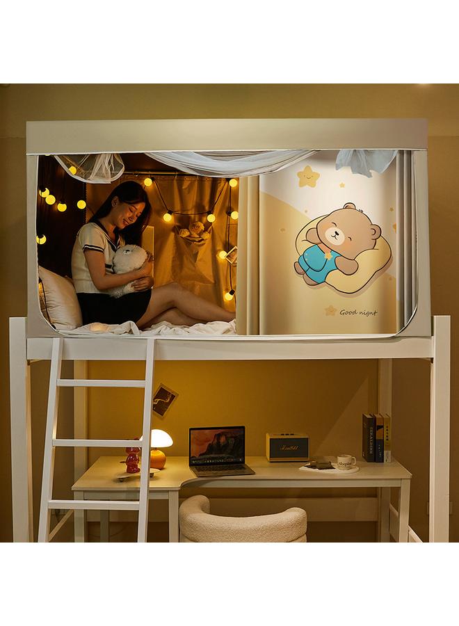 Bluejw Strong Shading College Students' Dormitory Upper And Lower Bed Curtain Integrated Fully Closed Mosquito Net Zippered Bed Curtain - Image 3