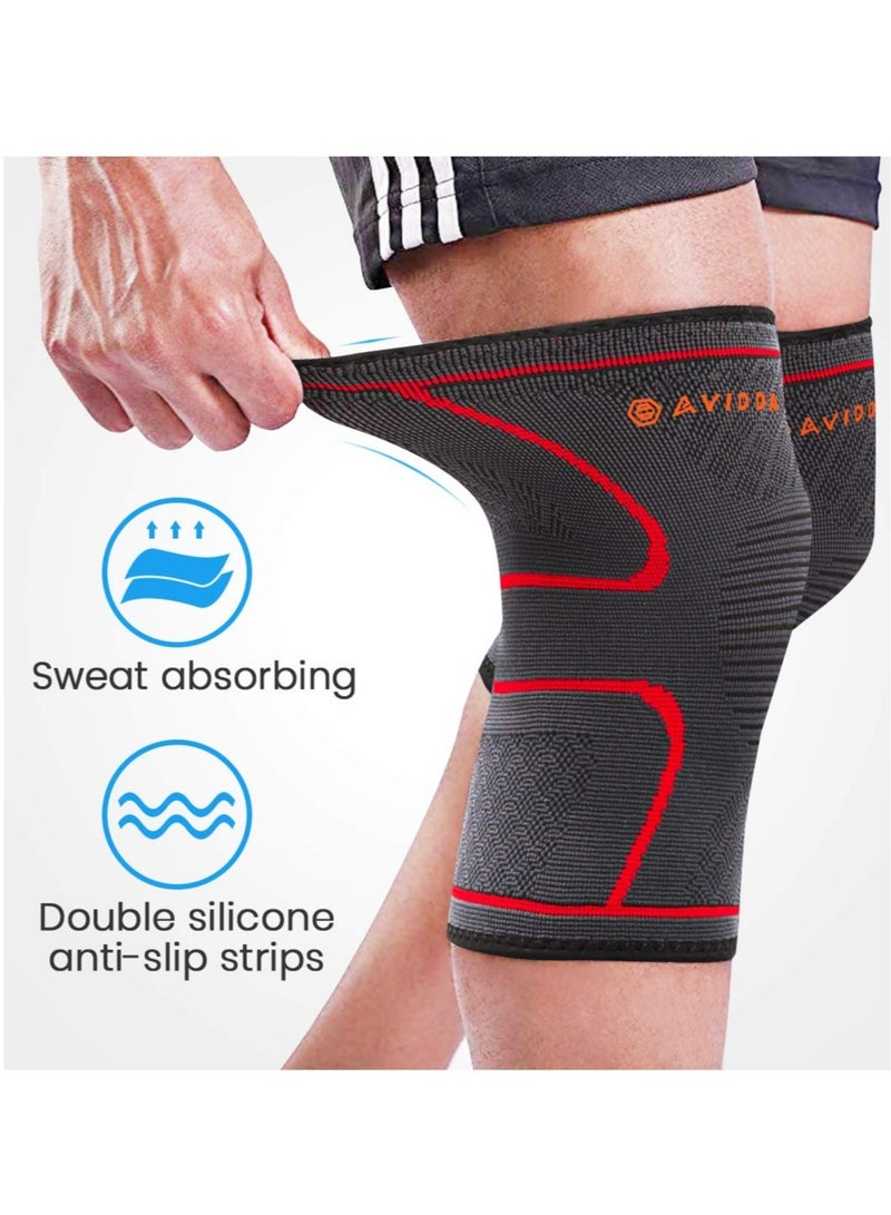 ELTRAZONE Knee Brace Compression Sleeve Support - 1 Pair Unisex Design Knee Sleeve include Two Wristbands For Running,Weightlifting, Cross Training, Basketball, Joint Pain Relief,Size M - Image 2