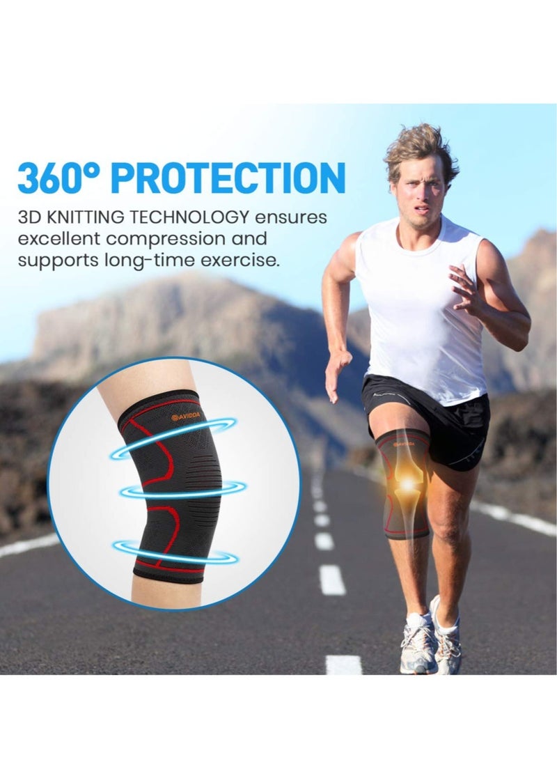 ELTRAZONE Knee Brace Compression Sleeve Support - 1 Pair Unisex Design Knee Sleeve include Two Wristbands For Running,Weightlifting, Cross Training, Basketball, Joint Pain Relief,Size M - Image 5