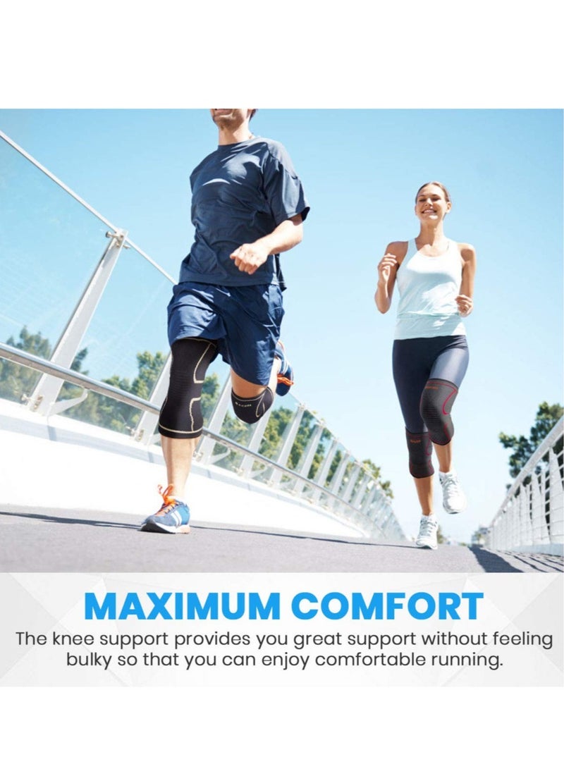 ELTRAZONE Knee Brace Compression Sleeve Support - 1 Pair Unisex Design Knee Sleeve include Two Wristbands For Running,Weightlifting, Cross Training, Basketball, Joint Pain Relief,Size M - Image 4