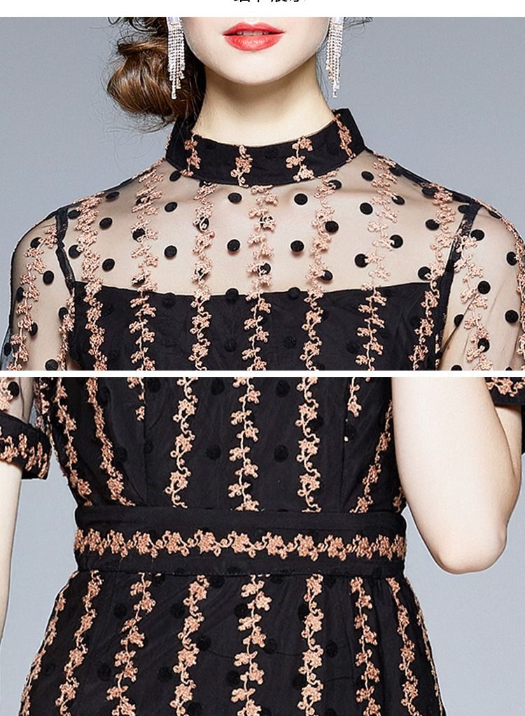 Loquat Hip Wrap Skirt stand collar short sleeve mid length dress  - Image 2