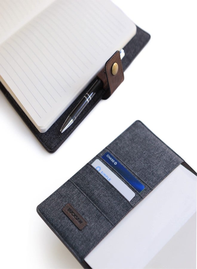 CASE ELEGANCE Full Grain Premium Leather Refillable Journal Cover with A5 Lined Notebook, Pen Loop, Card Slots, Brass Snap - Image 3
