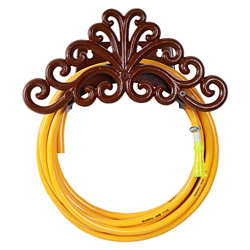 Sharpex Combo of Hose Hanger and Hose Pipe for Garden, Car Bike Washing, Indoor Outdoor use, Hotel and Backyard - Heavy Duty Yellow Hose Water Pipe 30 Meter 0.5 Inch with Brown Wall Mount Hose Hanger - Image 1