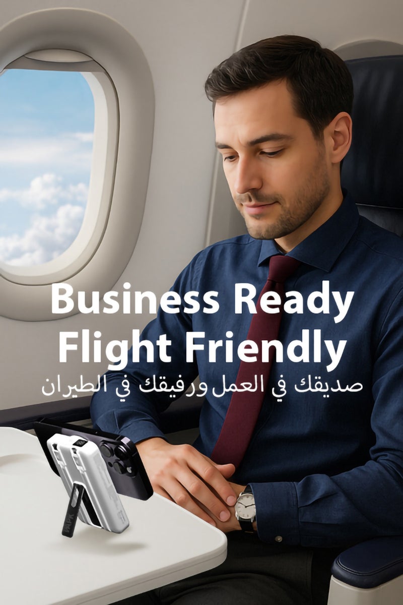 WAPIK Korean Brand M6 Magnetic Power Bank, 10,000mAh Foldable Wireless Portable Charger, 22.5W USB-C Fast Charging, Compatible with iPhone 16/15/14/13/12 Series, Built-in Type-C & Lightning Cables – White - Image 2