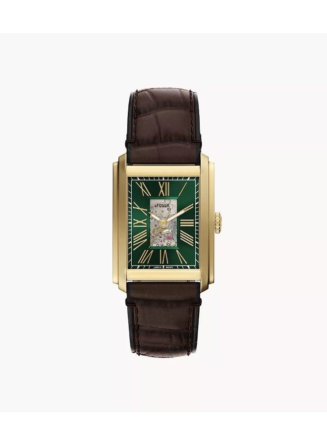 FOSSIL Unisex Unisex Carraway Automatic Brown Croco Leather Watch ME3271 - 30mm - Image 1