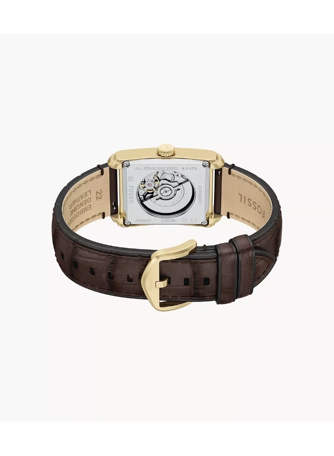 FOSSIL Unisex Unisex Carraway Automatic Brown Croco Leather Watch ME3271 - 30mm - Image 4