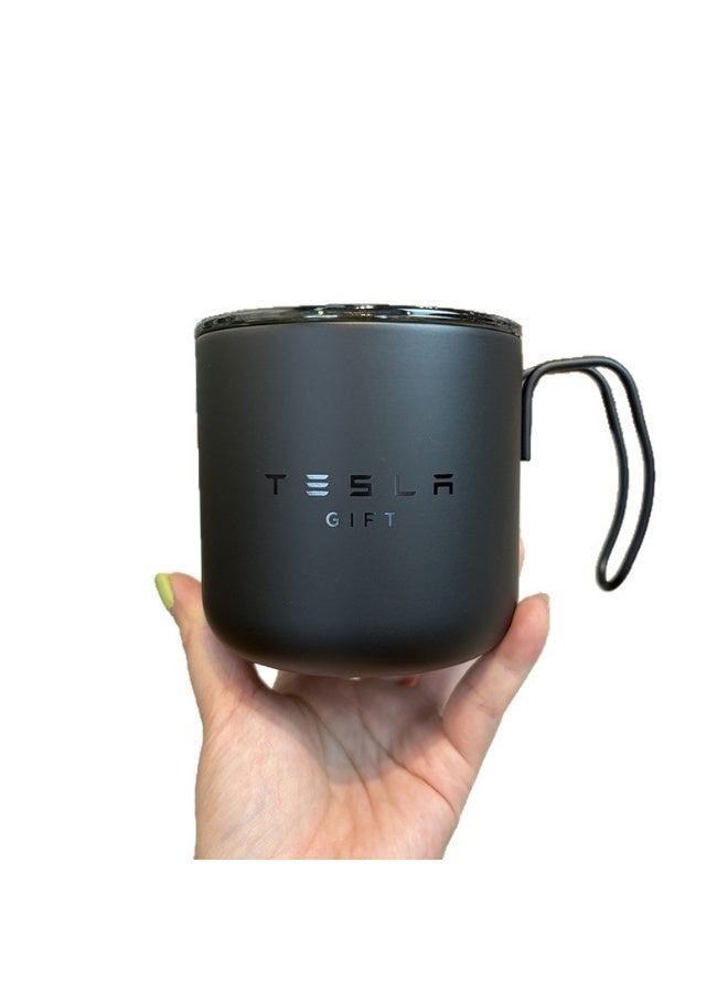 Tesla Official Matte Black Stainless Steel Thermos Mug | Business & Travel Use | Slip-Resistant Handle | Compatible with Car Cup Holders - Image 1