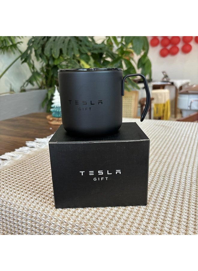 Tesla Official Matte Black Stainless Steel Thermos Mug | Business & Travel Use | Slip-Resistant Handle | Compatible with Car Cup Holders - Image 4