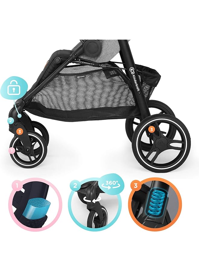 Kinderkraft Grande Lx Pushchair Grey 9.50 Kg Pack Of 1 - Image 2