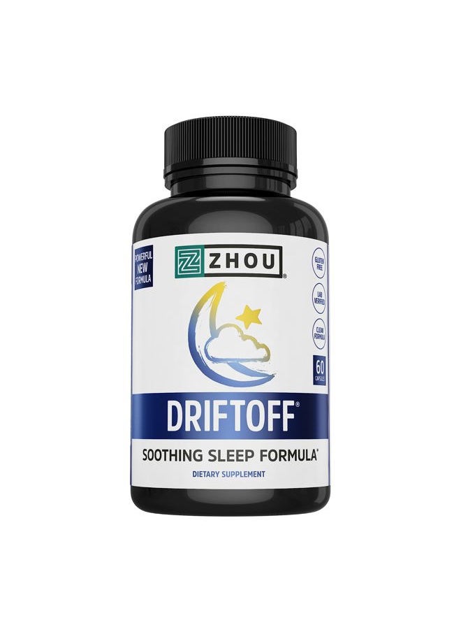 Zhou Nutrition - Zhou Drift Off Premium Sleep Aid with Valerian Root, Melatonin, GABA | Sleep Well, Wake Refreshed | 30 Servings, 60 Veggie Caps - Image 1