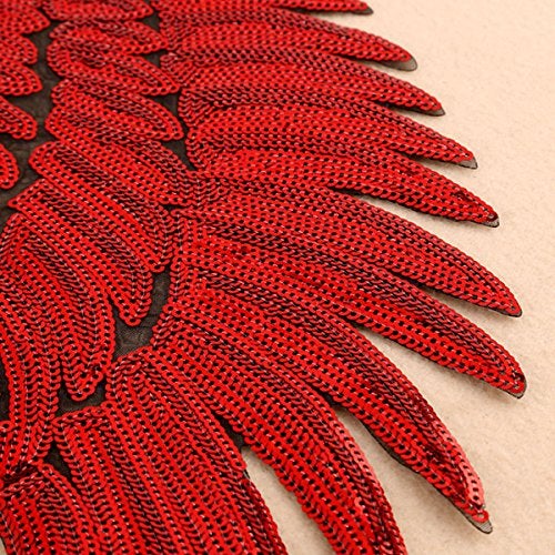 Kennedy Manufacturing أجنحة ملائكية كبيرة مزينة بالخرز، رقع زخرفية قابلة للتثبيت بالحديد أو الخياطة، رقع كبيرة للجينز والسترات، حمراء - Image 4