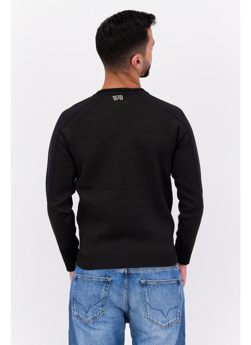 Free Soul Men Round Neck Brand Logo Long Sleeve Sweatshirt, Black  - Image 3