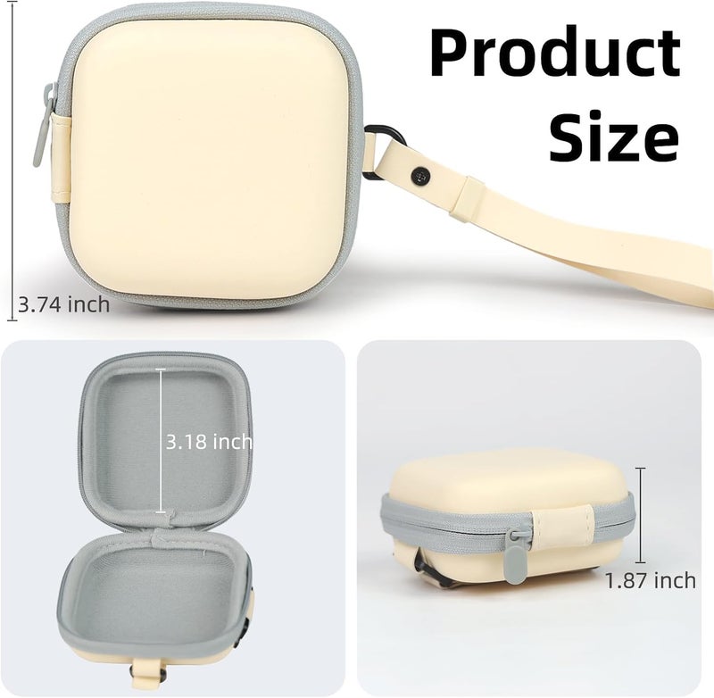 حافظة سماعات الأذن وتخزين السماعات - حقيبة تنظيم الكابلات لـ AirPods، سماعات، ��احن، كابل، USB، بطاقة ذاكرة، مفتاح، أحمر شفاه. حقيبة سفر مقاومة للماء (أبيض مائل للصفرة، مربع) - Image 2