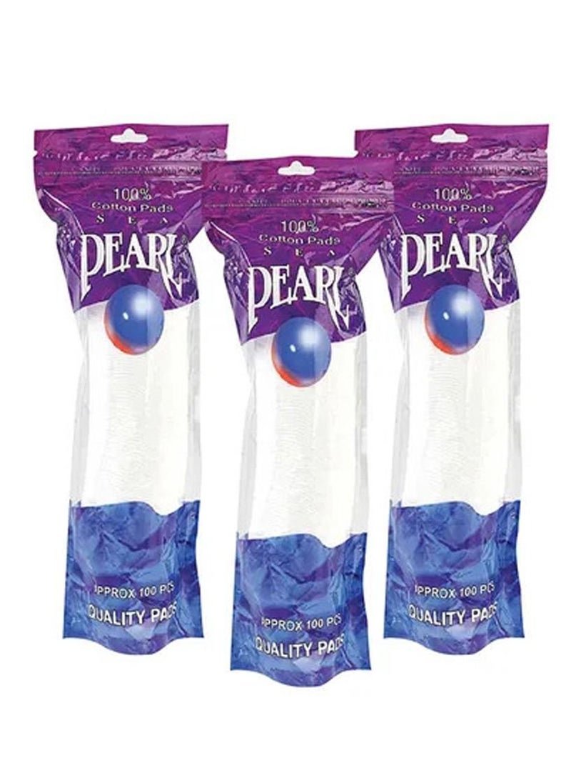 Sea Pearl - Pack of 3 100-Piece  Make up Cotton Pads - Image 1