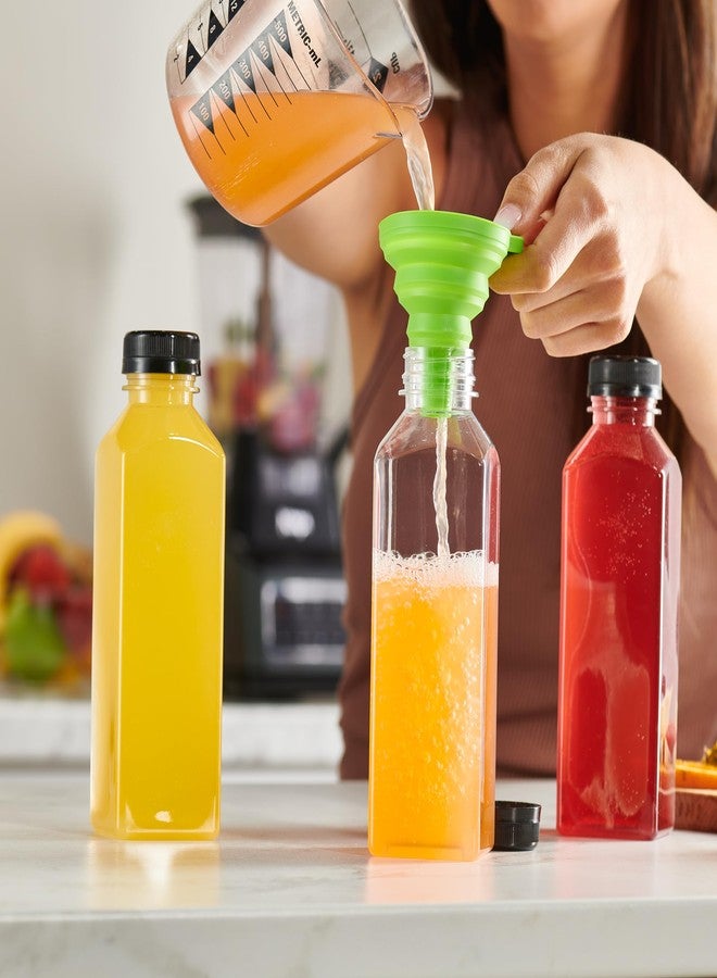 قوستو جوستو [15 زجاجة عصير بلاستيكية قابلة لإعادة الاستخدام مع أغطية وملصقات وفرشاة وقمع سيليكون - زجاجات بلاستيكية شفافة مع أغطية، عبوات عصير مع أغطية، لجميع المشروبات (16 أونصة) - Image 5
