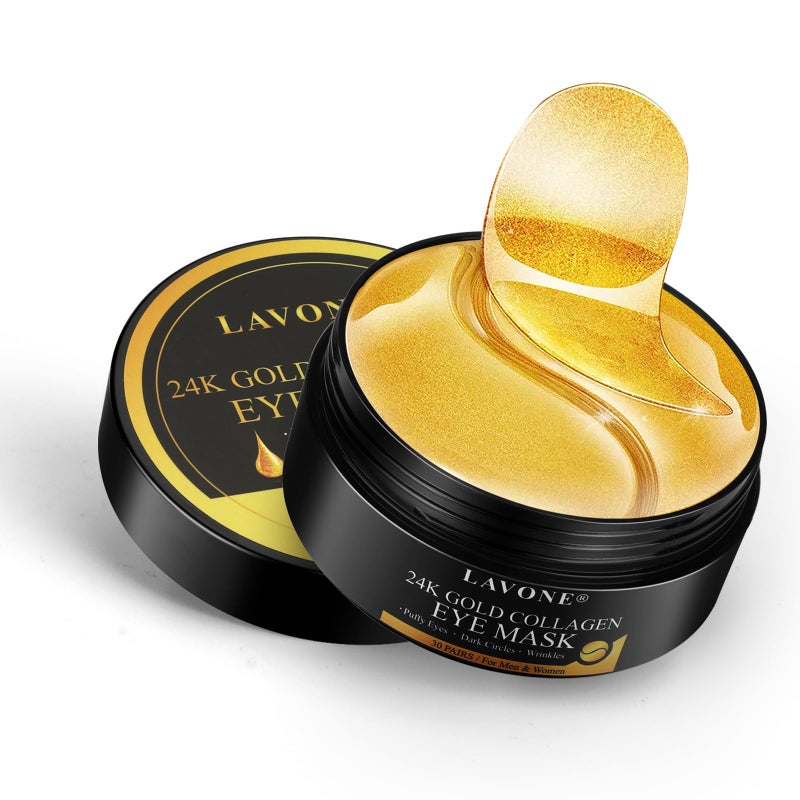 LAVONE Eye Mask - 30 Pairs 24K Gold Under Eye Patches Skin Care Products-Eye Masks Skincare for Dark Circles and Puffiness,Reduce Wrinkles and Fine Lines,for Women and Man - Image 1