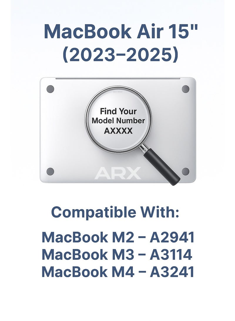 ARX MacBook Air 15 Inch Case (2023–2025) – Compatible with M2 A2941, M3 A3114, M4 A3241 – Laptop Protective Plastic Hard Shell Cover, Smooth Shiny, Crystal Clear - Image 2